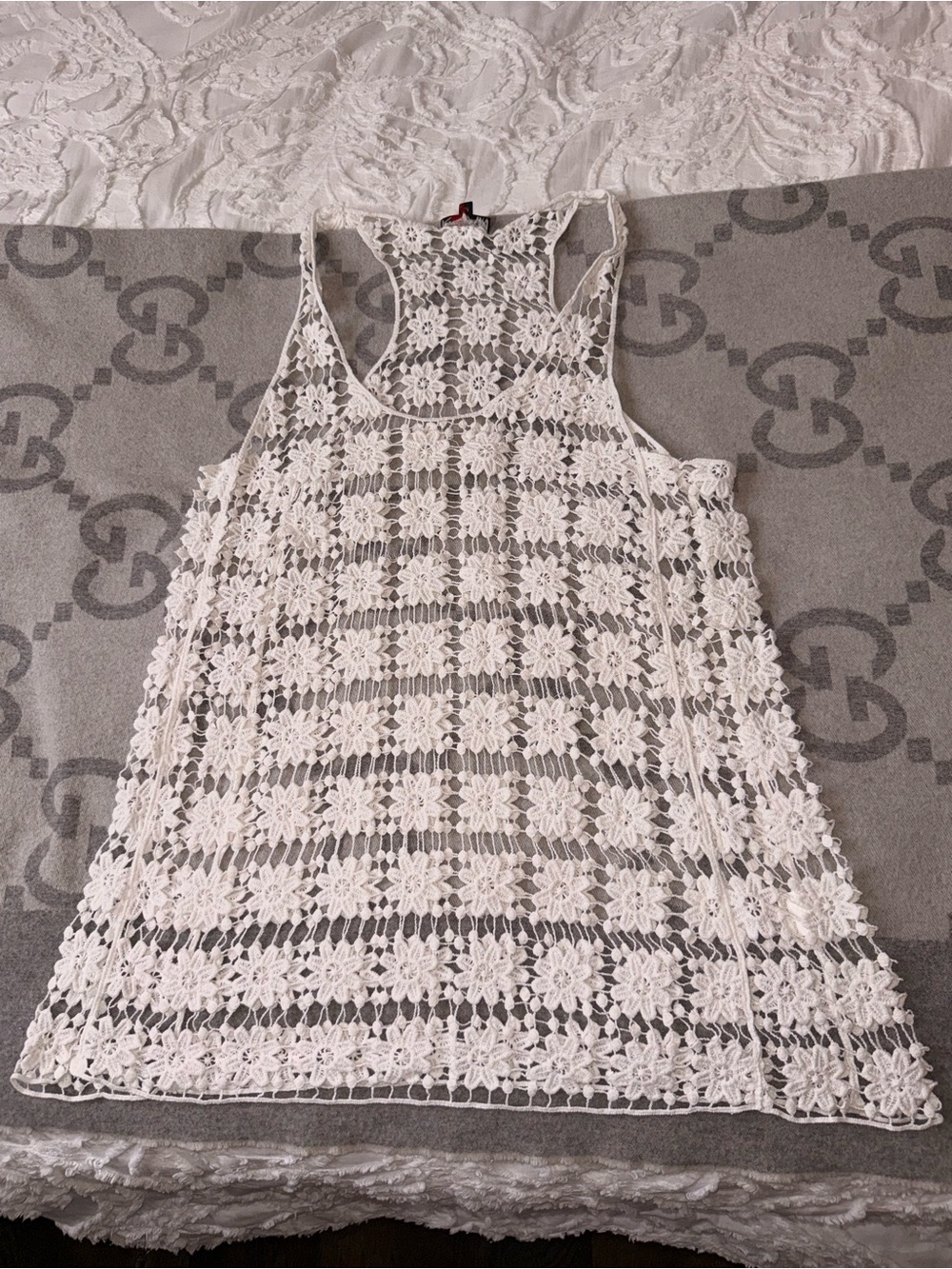 Koan White Floral Crochet Tank Top - Picture 2 of 7